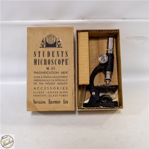 VINTAGE STUDENT MICROSCOPE SET BOXED NO 3A