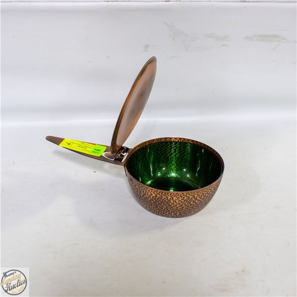 VINTAGE COPPER FONDUE POT HAMMERED TEXTURE