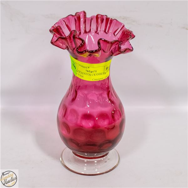 VINTAGE FENTON CRANBERRY RED GLASS VASE