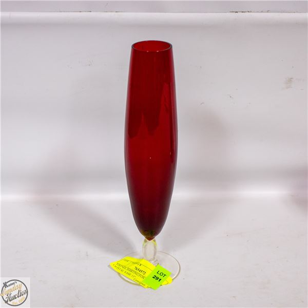 VINTAGE DARTINGTON RED CRYSTAL VASE 13"