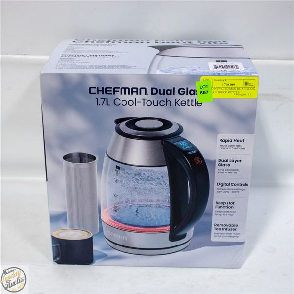 BRAND NEW CHEFMAN DUAL GLASS 1.7L COOLTOUCH KETTLE
