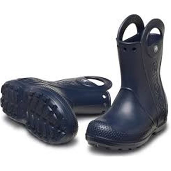 NEW CROCS KIDS RUBBER RAIN BOOTS NAVY BLUE SIZE 1