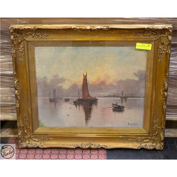 GOLDEN DAWN FRAMED OIL ON CANVAS SIGNED