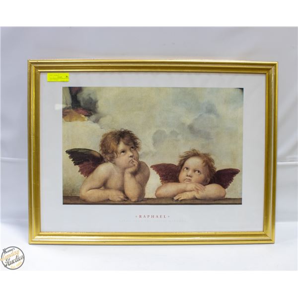 TWO CHERUBS BY RAPHAEL SISTINE PRINT FRAMED
