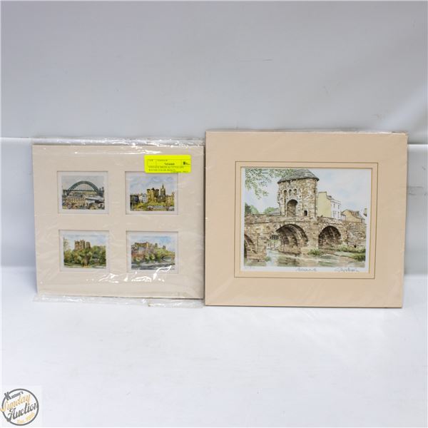 VINTAGE BRIDE & CITYSCAPE WATER COLOR PRINTS