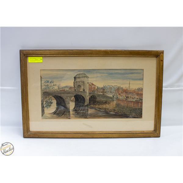 VINTAGE FRAMED MONNOW BRIDGE PRINT