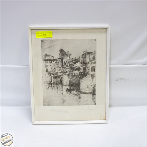 THE PONTE VECCHIO ETCHING BY JOSPEH PENNEL PRINT