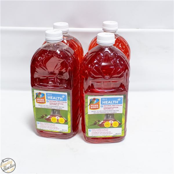 4 BOTTLES OF NATURAL HUMMINGBIRD NECTAR 1.9L EACH