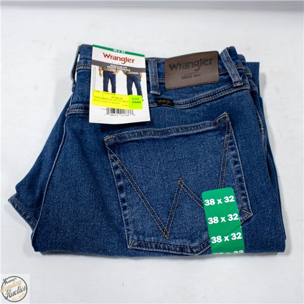 NEW MENS SZ 38 X 32 WRANGLER REGULAR FIT JEANS