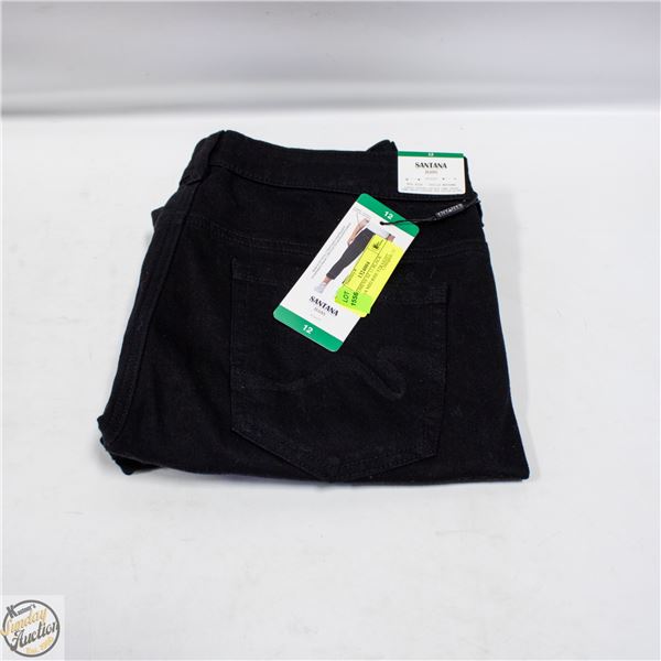 NEW WOMENS SZ 12 BLACK SANTANA MID RISE STRAIGHT