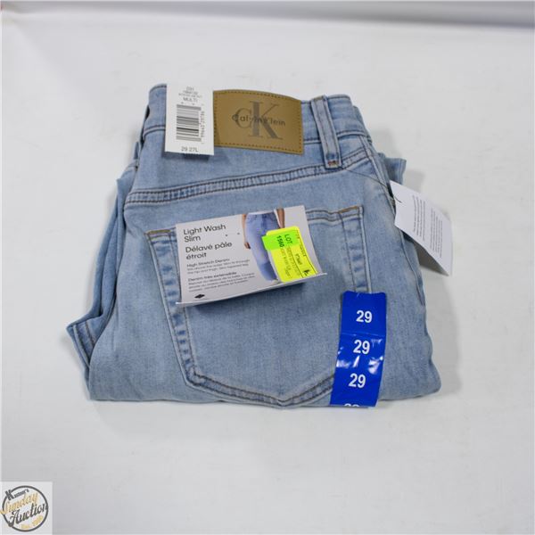 NEW WOMENS SZ 29 X 27 CALVIN KLEIN LIGHT WASH SLIM
