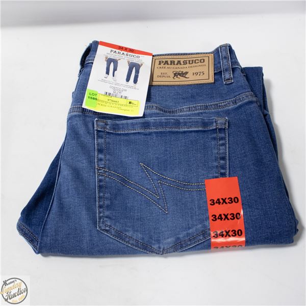 NEW MENS SZ 34 X 30 PARASUCO MEDIUM RISE STRAIGHT