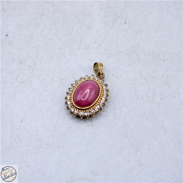 ARTIFICIAL PENDANT WITH PINK/RED PLASTIC STONE