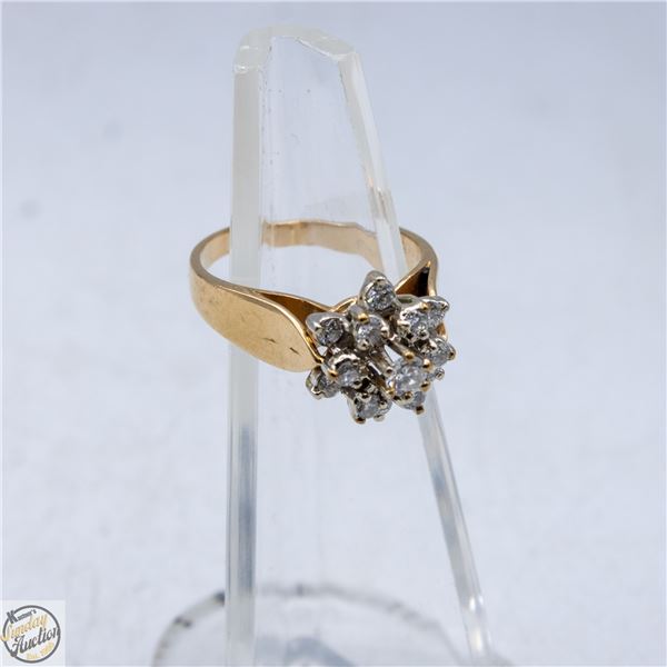 14K YELLOW GOLD NATURAL DIAMOND CLUSTER