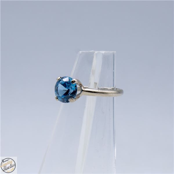 10K WHITE GOLD LONDON BLUE TOPAZ BIRKS RING