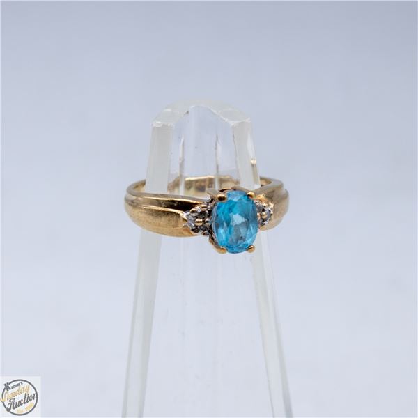 10K YELLOW GOLD SWISS BLUE TOPAZ RING