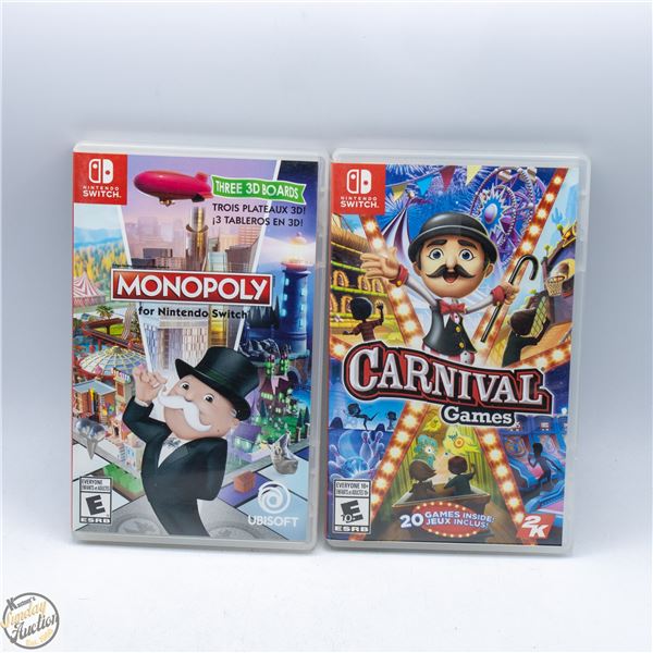 2 NINTENDO GAMES MONOPOLY AND CARNIVAL