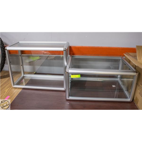 2 GLASS SHOWCASES 24” X18” X 12”