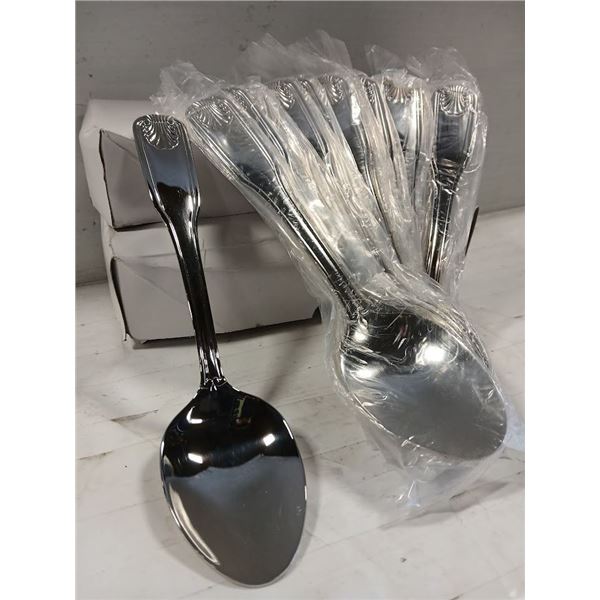 2 DOZEN NEW SHELL DINNER / TABLE SPOONS -JR 21959