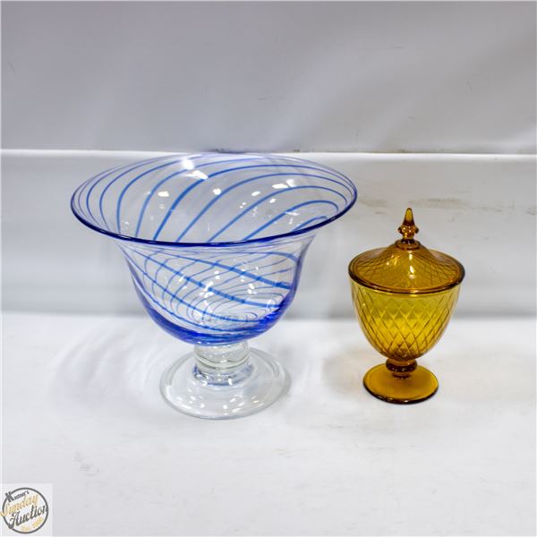 CENTRE PIECE BOWL & COVERED CANDY DISH
