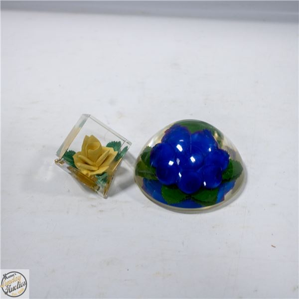 PAIR OF INLAID DESK PAPER WEIGHT STYLE
