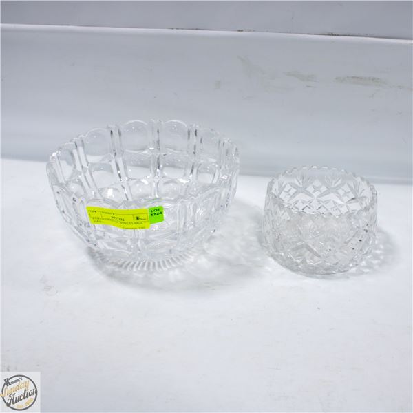 PAIR OF CRYSTAL BOWLS LARGE + SMALL