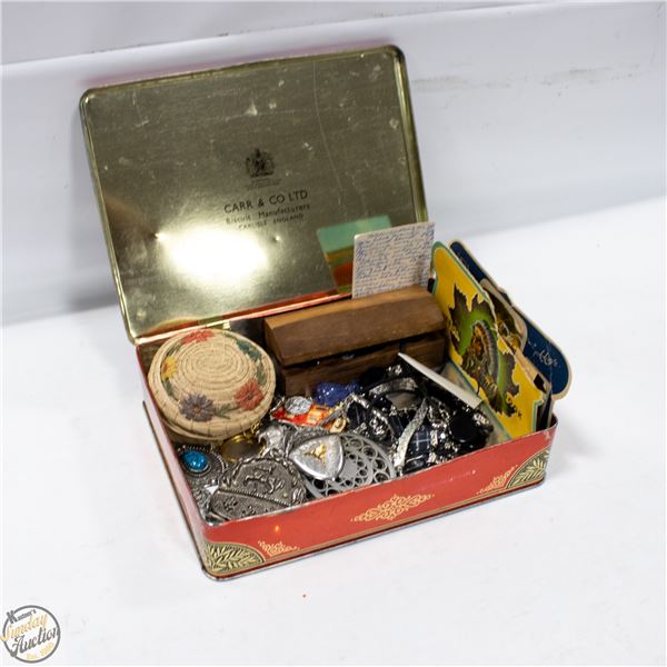 ESTATE METAL LIDDED COLLECTABLE TIN