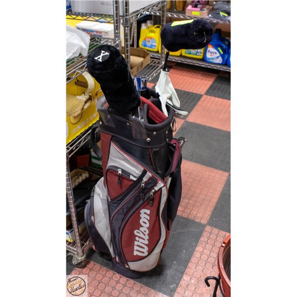 WILSON GOLF BAG+WILSON #1 DRIVER,CALAWAY#3 WOOD-