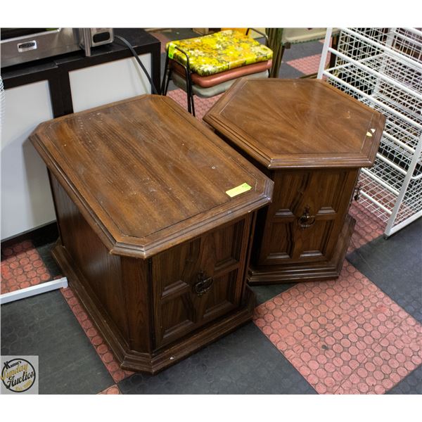 PAIR OF VINTAGE WOOD END TABLES