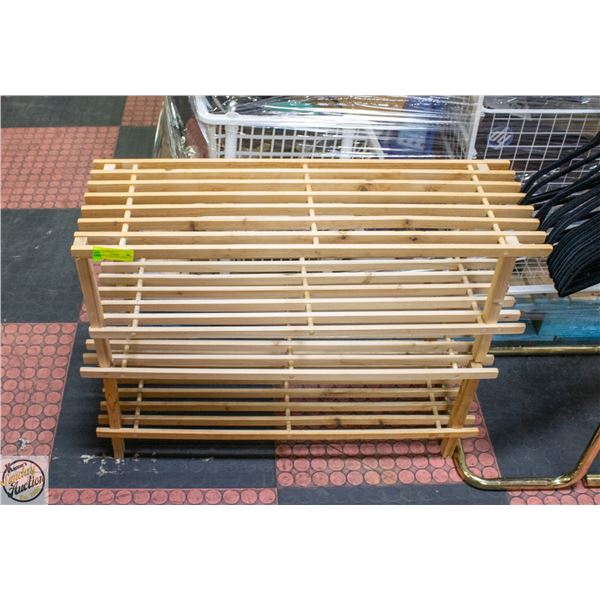 PAIR OF WOODEN SHOE RACKS