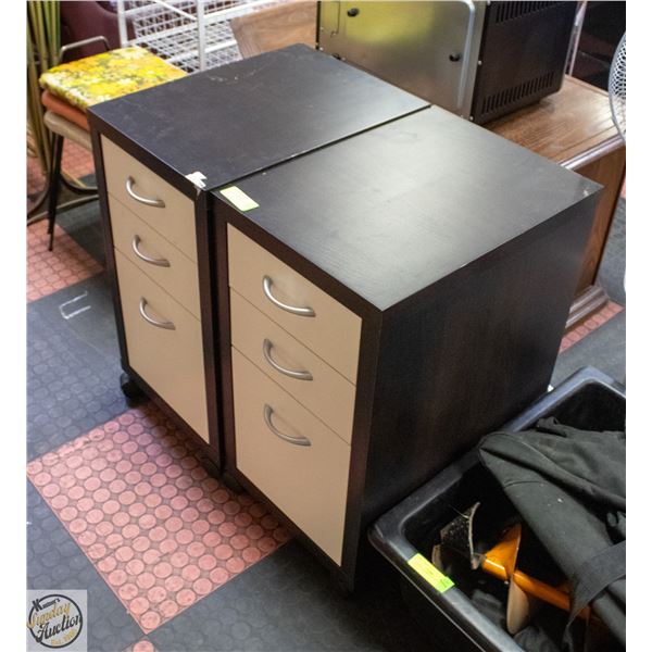 2 ROLLING 3 DRAWER STORAGE CABINET