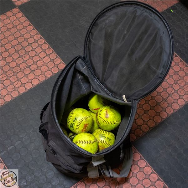 EASTON SOFTBALL BAG WITH APPX. 20 SOFTBALLS