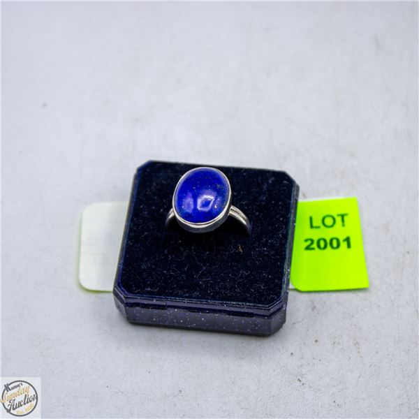 STERLING SILVER LAPIZ LAZULI RING SZ 7.5