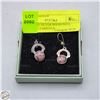 Image 1 : STERLING SILVER RHODONITE VINTAGE EARRINGS