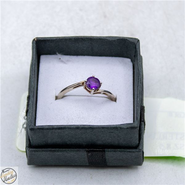 STERLING SILVER AMETHYST RING SZ 8.5