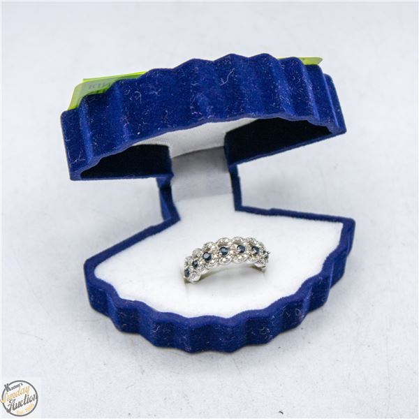 STERLING & SAPPHIRE STUNNING RING SIZE 7.25