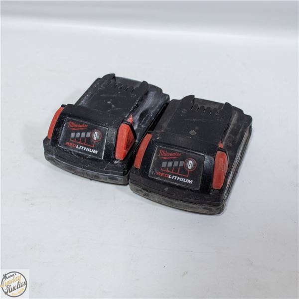2 MILWAUKEE M18 LITHIUM ION BATTERIES