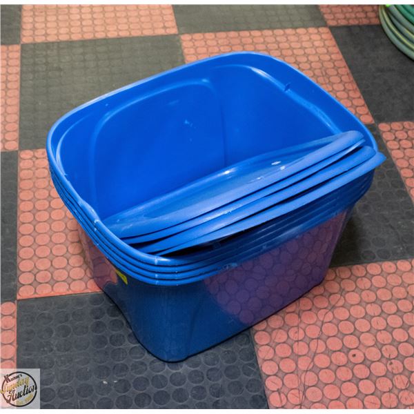 4 PLASTIC TOTES WITH LIDS