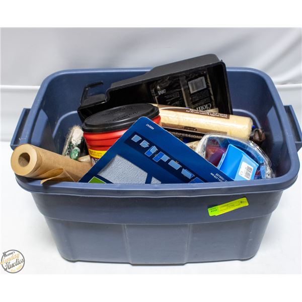 TOTE OF PAINTERS SUPPLIES