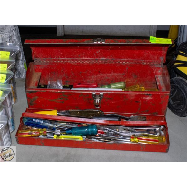 SMALL ESTATE RED TOOLBOX WITH CONTENTS