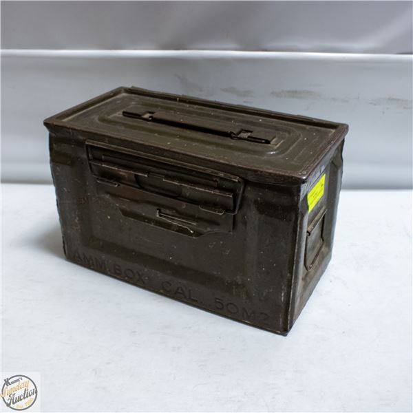 VINTAGE METAL AMMO BOX 7.5" X 6.5" X 12.5"