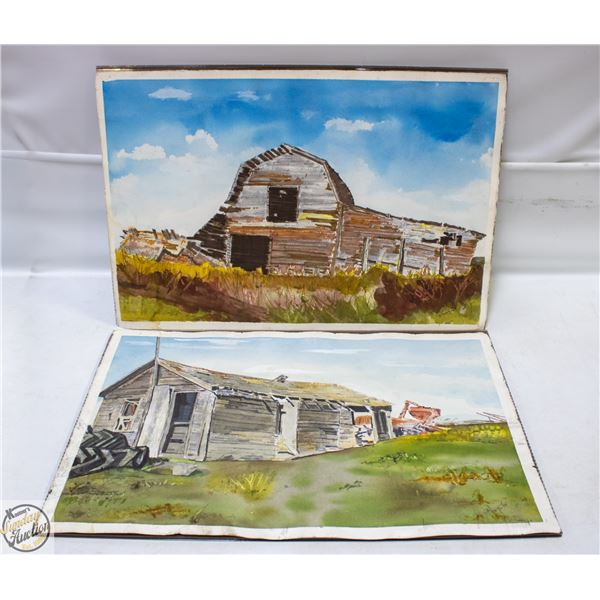 FARMHOUSE WATERCOLOUR SIGNED