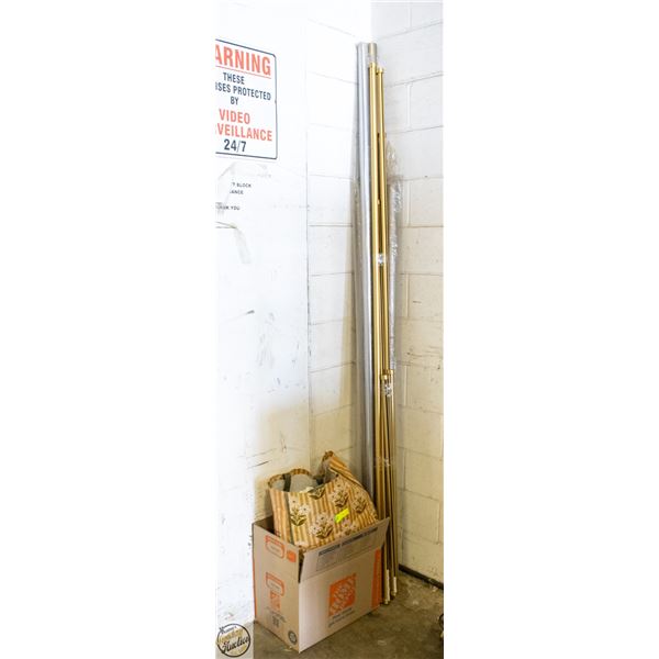 10' CURTAINS, RODS,BRACKETS, RINGS, HOOKS &