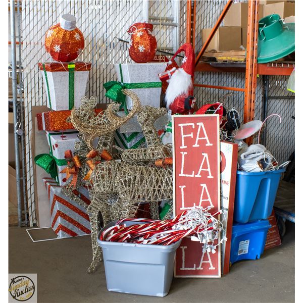LOT OF DECORATIONS, LIGHTS, INDOOR/OUTDOOR