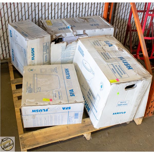 UNCLAIMED PALLET OF VARIOUS TOILET COMPONENTS