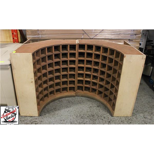 2 WOODEN BOTTLE STORAGE / DISPLAY STANDS