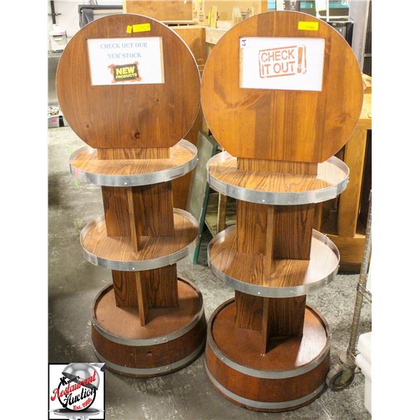 TWO 3-TIER BARREL PRODUCT DISPLAY