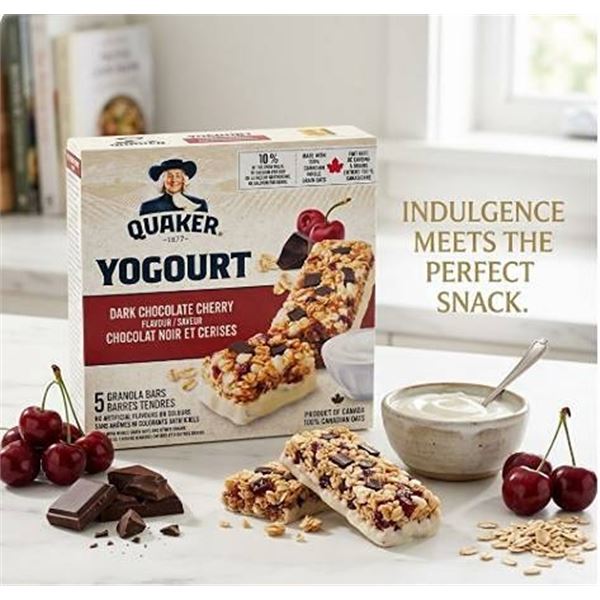 Quaker Yogourt Dark Chocolate Cherry Bars, 6x 5 Bars Boxes