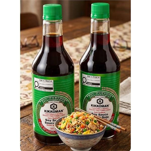 2 Kikkoman Less Sodium Soy Sauce 591mL