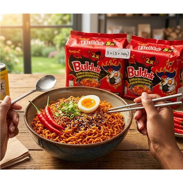 Lot of 3 - Samyang Buldak 2X Spicy Chicken Ramen 5Pcs Per Pack